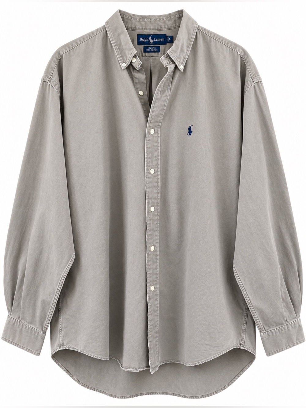 Vintage Ralph Lauren Blake Shirt Men’s L Taupe Gray Oversized Cotton Pony